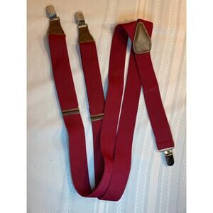 Gillmons Red Elastic Strap Suspenders Y back, Adjusable length, 1.25 in wide EUC